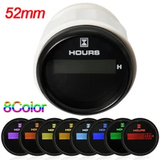 52mm Hourmeter Digital Hourmeter Hour Meter Gauge 0-99999.9 8 Colors LED 12V 24V