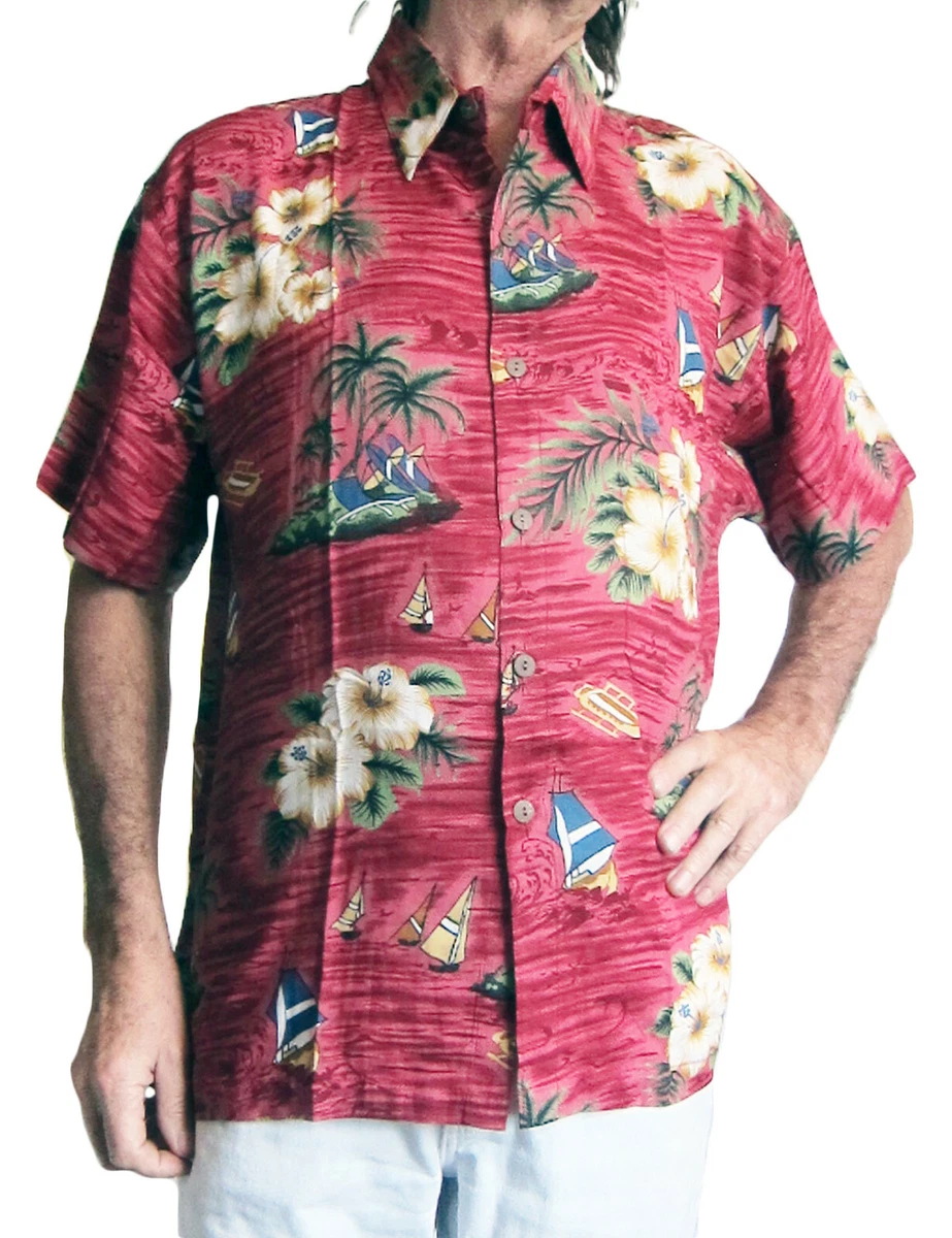 Camisa Hawaiana Oscuro Con Barcos Hibisco, 132cm, Stag Noche Fiestas New | eBay