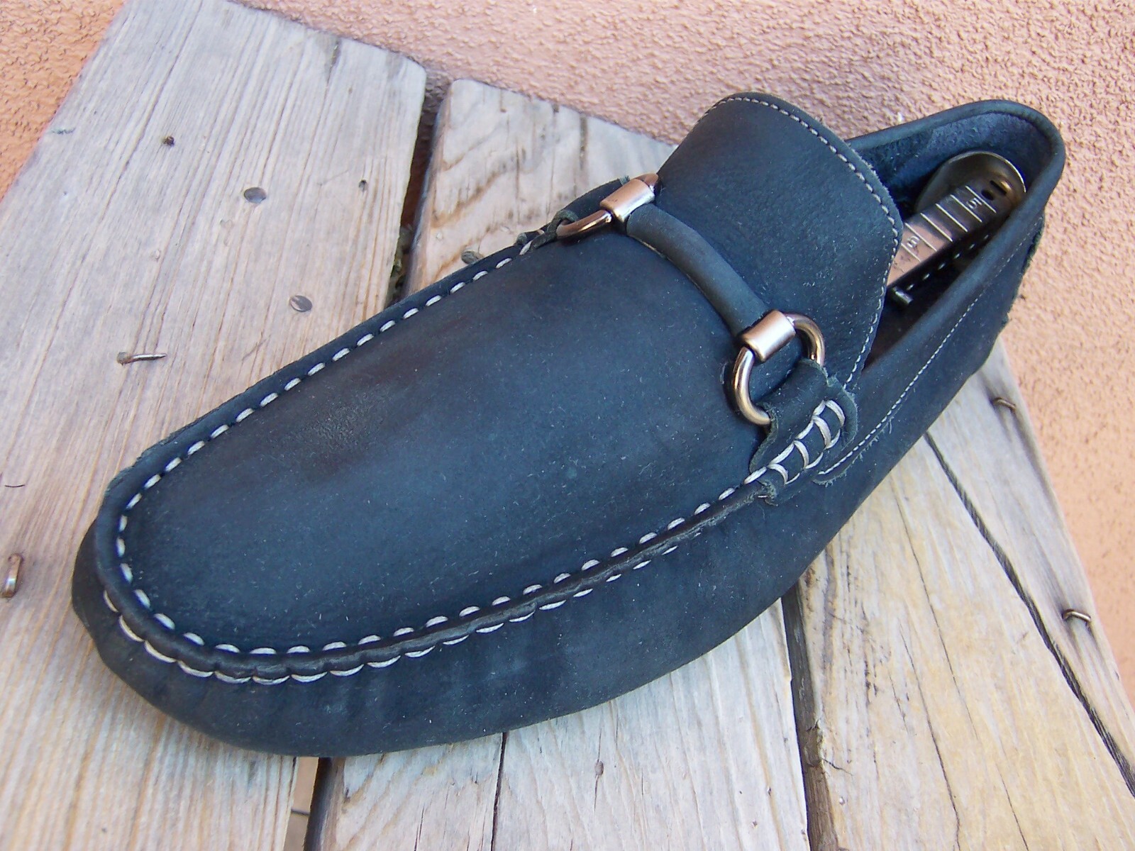 NORDSTROMS Mens Casual Dress Shoes Soft Blue Leather Driver Loafers Sz