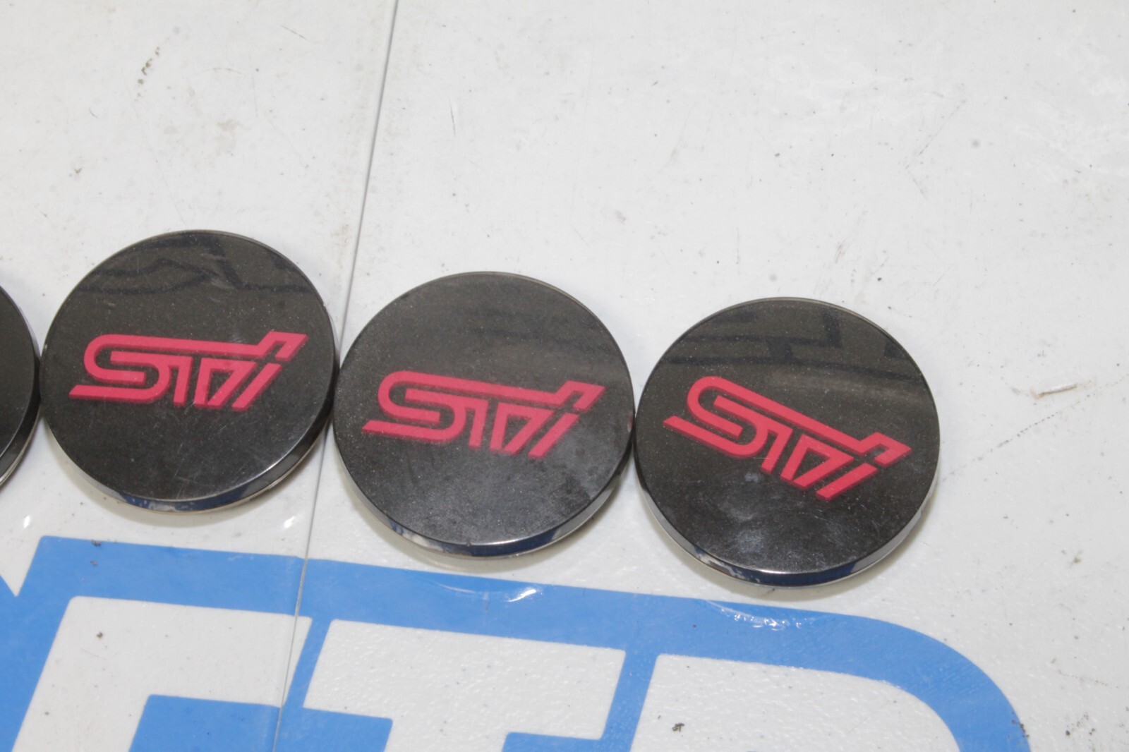 0421 SUBARU WRX STI OEM PINK BBS CENTER CAPS SET OF 4 COMPLETE LOGO