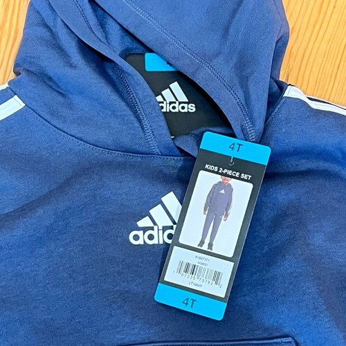 NWT Adidas Sweats Suit 2 Piece Jogger Set Blue Size 4T - Picture 2 of 2