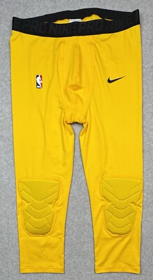 Nike NBA Pro Hyperstrong Men Compression Padded Tights Yellow Size 2XLT NWOT