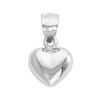 Massiver weißer 10k/14k Gold Herz Anhänger - personalisierter Schmuck Geschenke für Frauen