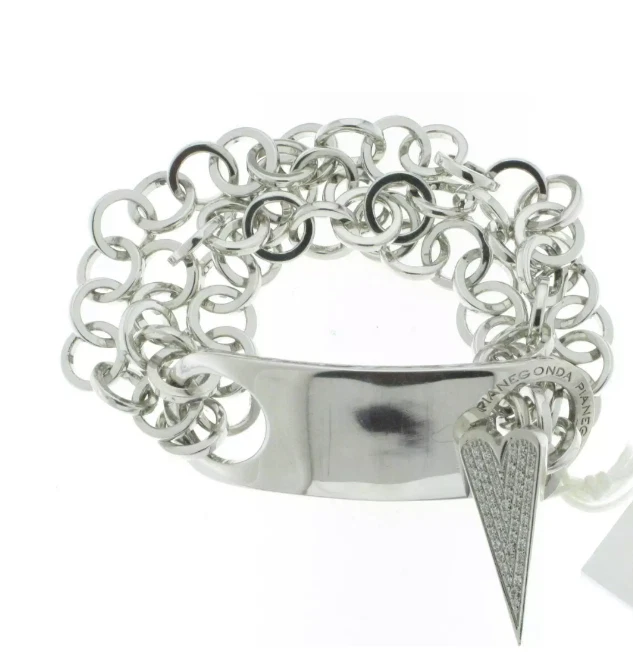 PIANEGONDA LOVE SICK 3 STRAND CHAIN STATEMENT BRACELET DIAMOND HEART