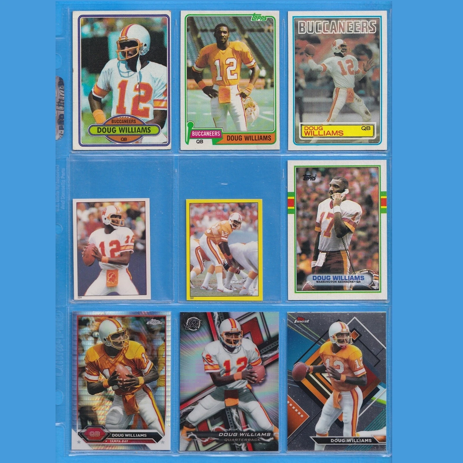 Doug Williams Lot (9 cards) 1980 81 83 Topps+, Tampa Bay Buccaneers Football