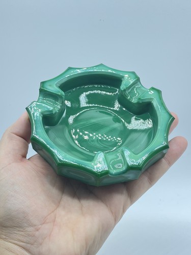 Posacenere vetro cristallo malachite Bohemia anni 30. Diametro 13 cm. - Imagen 4 de 4