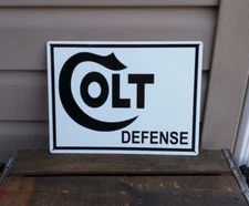 COLT FIREARMS CO. DEFENSE Metal Sign Hunting Rifle Revolver Bullet 9x12 50090