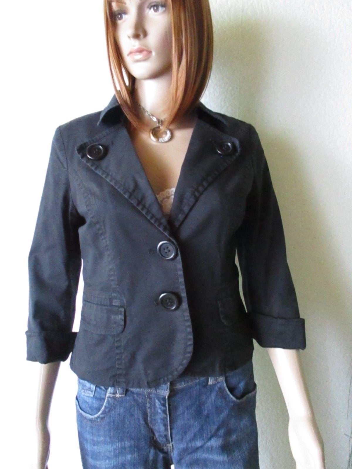 H&M Damen Jacke Kurzjacke Gr.38 schwarz 3/4Arm