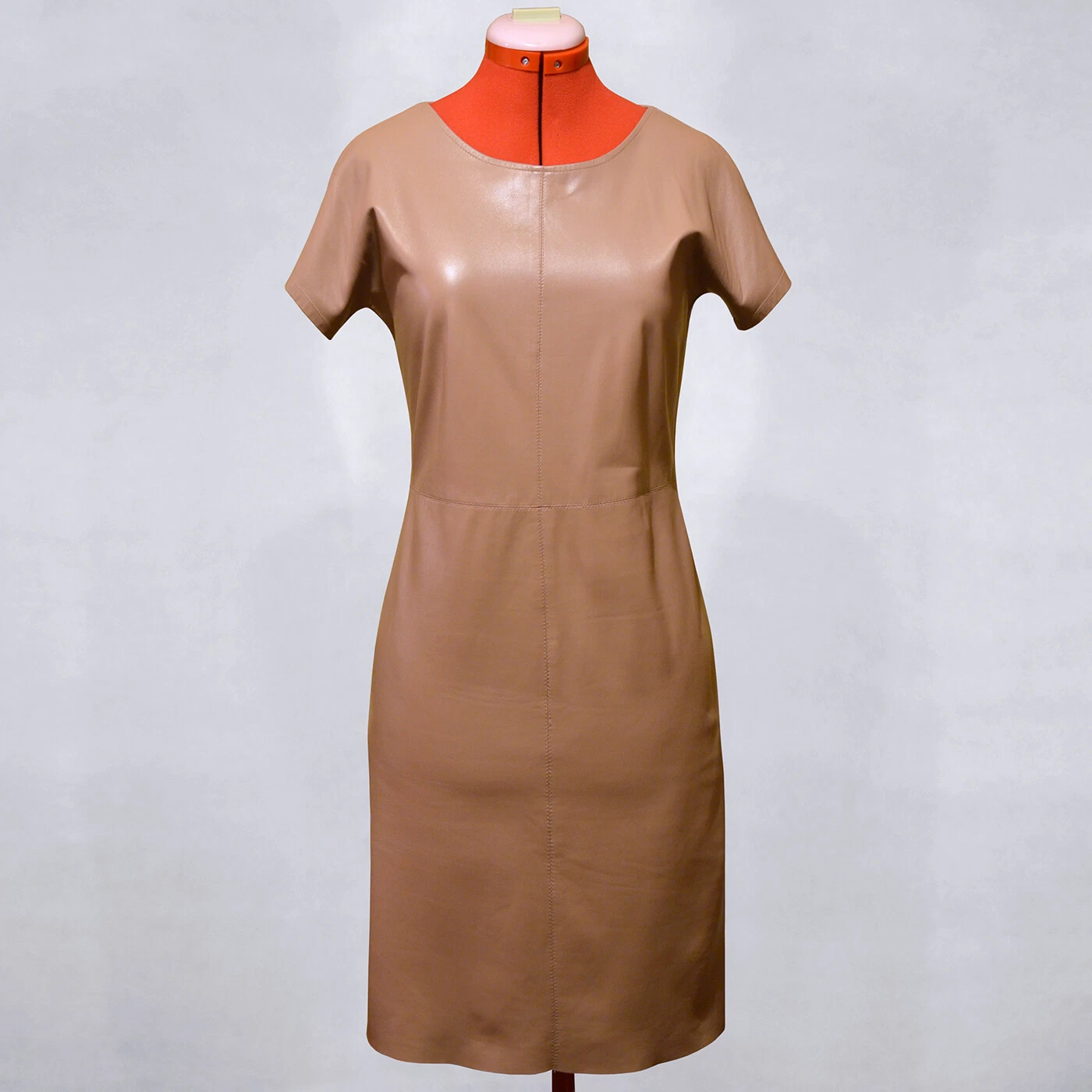 Robe GUCCI marron laine combinée cuir taille S