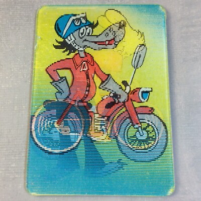 Nu pogodi Wolf motorbike Hare 3D Stereo lenticular Pocket Calendar USSR 1976  