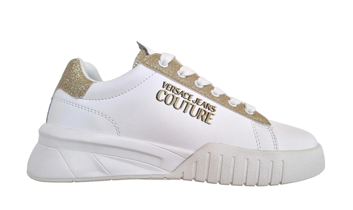 Versace Jeans Couture women s shoes sneakers in leather 74VA3SR2 white gold