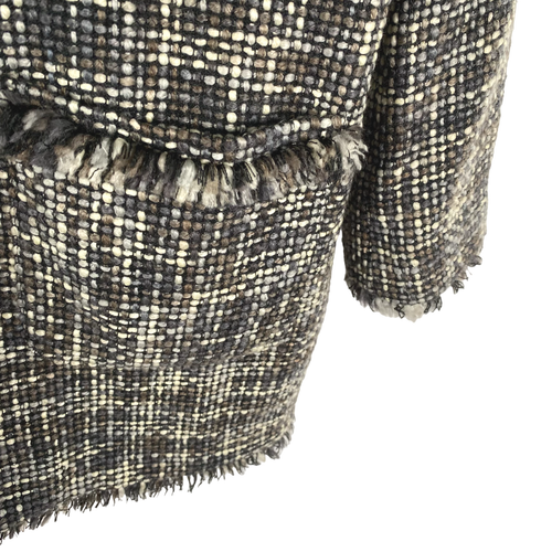 Chico's Tweed Jacket Coat Womens Size 3 Acrylic Wool Fringe CJ-1573 - Picture 4 of 7
