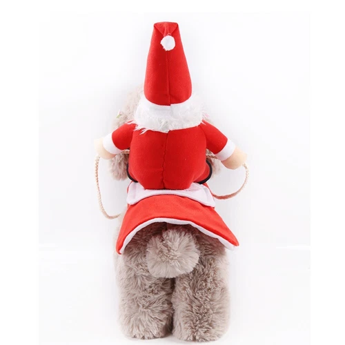 Dog Santa Claus Riding Christmas Party Xmas Costume Pet Puppy Cat Clothes Outfit - Picture 16 of 22