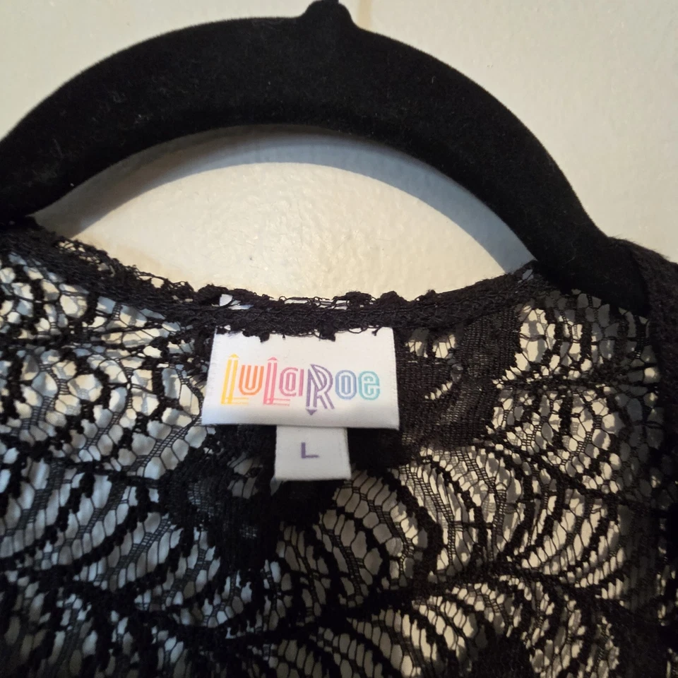 Lularoe Long Lace Vest Size LG Black Dark Floral WhimseyGoth Witchy Grunge Boho - Image 4 of 4