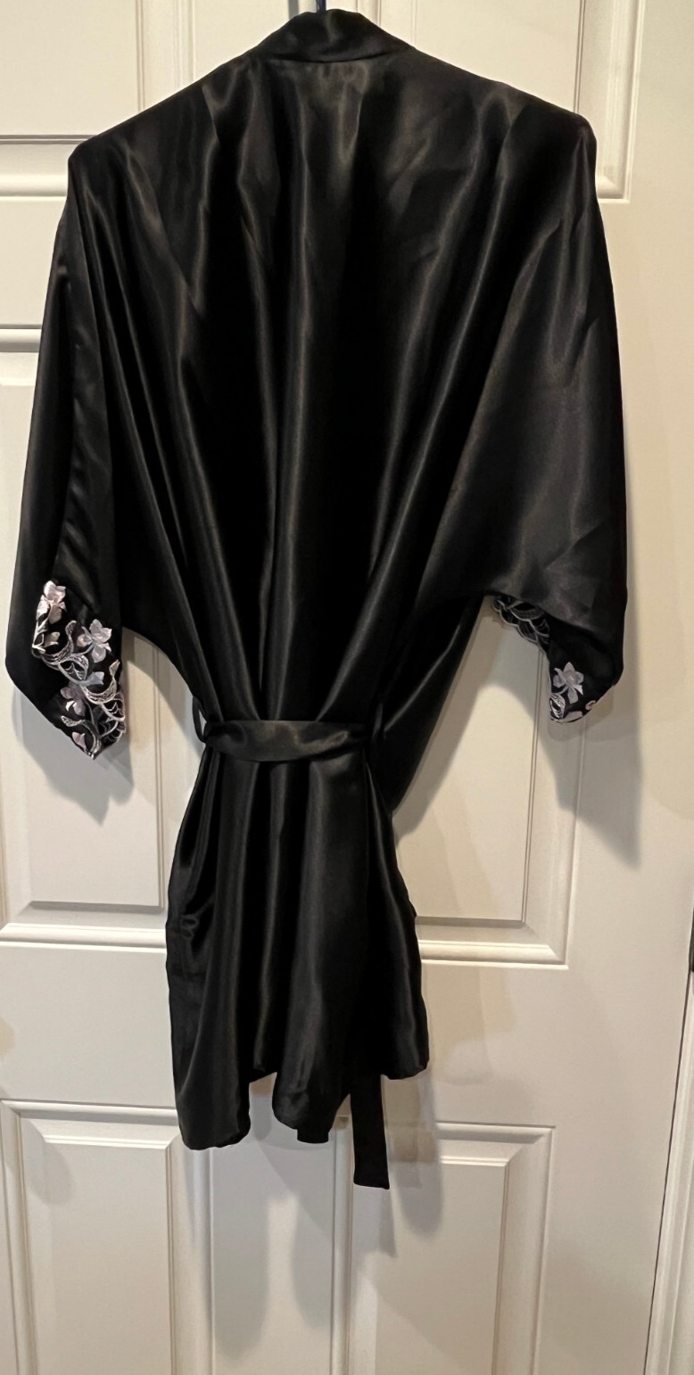 Vtg Unbranded Solid Black Polyester Knee-Length R… - image 5