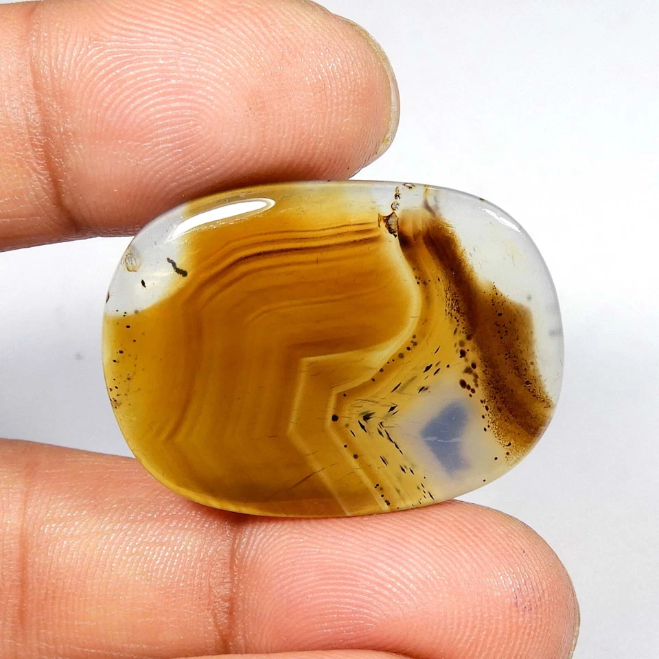 Montana Ágata Pulida Piedras Preciosas Cojín Forma Cabujón Natural Suelto 26Cts #9925 Foto 4 de 4