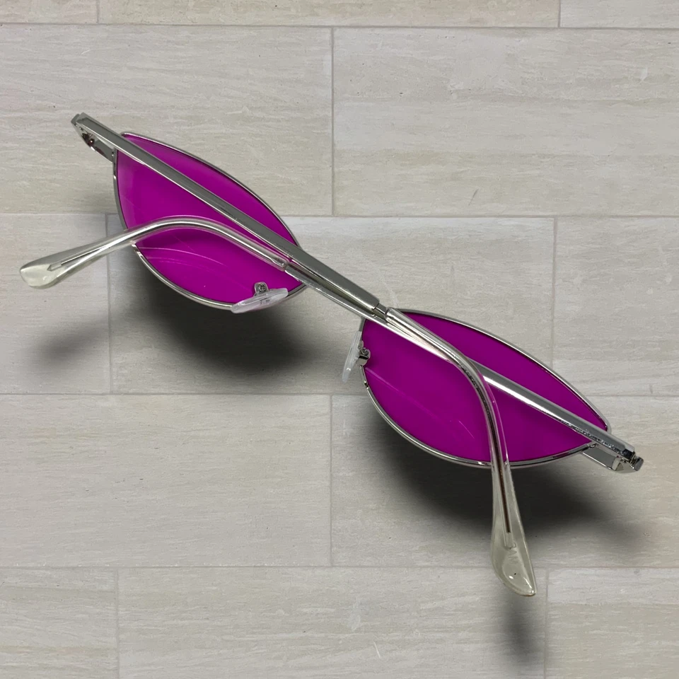 Gafas de sol vintage Y2K Avant Garde ojo de gato lentes púrpuras marco plateado nueva onda Foto 2 de 3