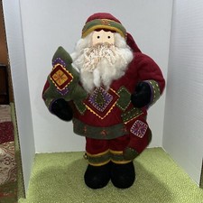 Old World Santa , Primitive, Cloth Face , Standing ,19.5   Doll, Quilted , Felt