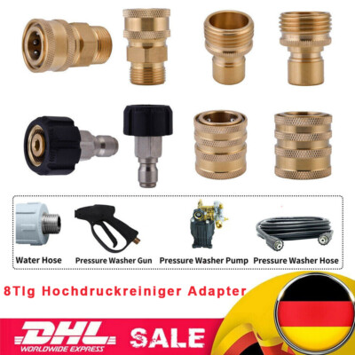 8X Hochdruckreiniger Adapter Set 5000PSI M22 3/8 Zoll Schnellkupplung M22 14mm