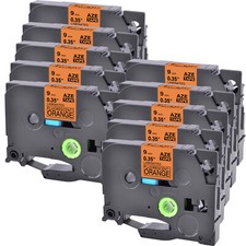10PK Compatible with Brother PTouch Tze Tz B21 Fluorescent Orange Label Tape 9mm