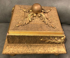 VTG ROMA Italian Handmade Florentine Gold WoodCarved Jewelry/Trinket Box-8 H-EUC