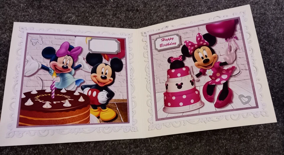 Handmade Minnie Mouse Crystal Art Card With Pencil Age 5 - Image 3 of 4