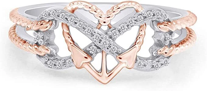 Infinity ring in black anchor heart ring two tone outlet
