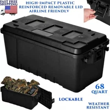 HEAVY DUTY STORAGE TRUNK BOX LOCKABLE AIRLINE FRIENDLY GEAR AMMUNITION BIN 68 QT