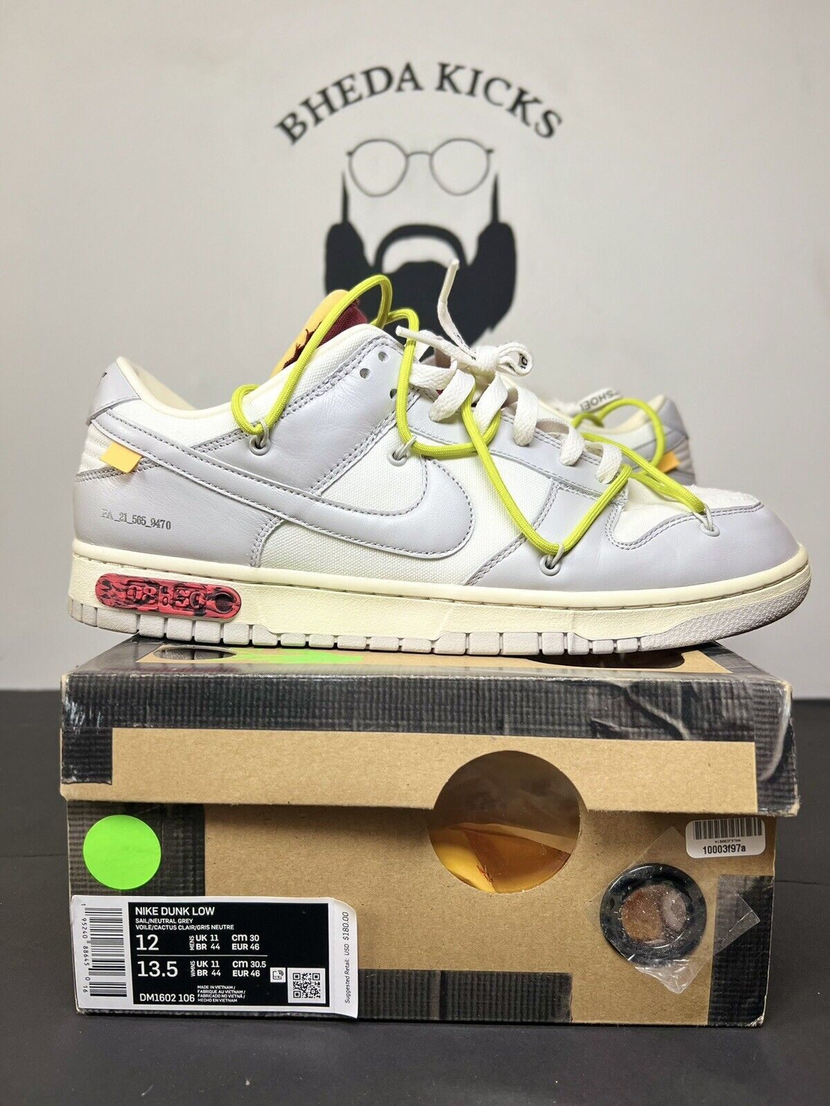 OFF WHITE X NIKE Nike Off White x Dunk Low lotto 08 di 50 taglia 12 DM1602 106 Og usate rare