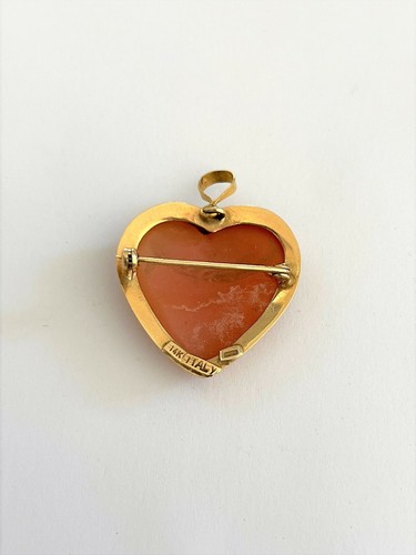Heart Shaped Cameo 14K Yellow Gold Pendant - Picture 5 of 8