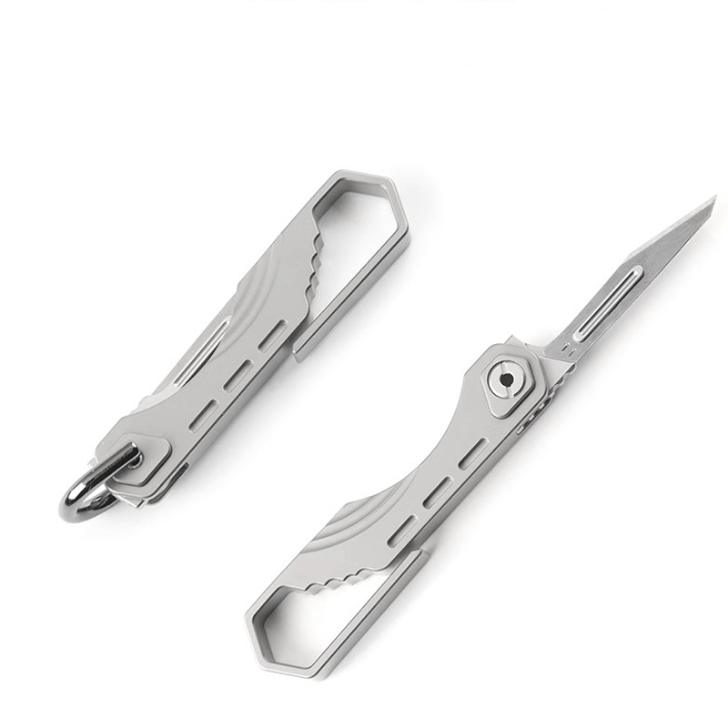 Mini Titanium Keychain Pocket Folding #11 Blade Knife Cutter Mini Titanium Keychain Pocket Folding #11 Blade Knife Cutter