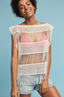 NEW Anthropologie Inez Crocheted Top by Callahan, Cream Color, Size S
