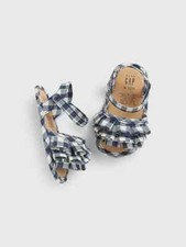 BABY GAP GIRL'S BLACK AND WHITE GINGHAM RUFFLE SANDALS 24.95 SZ 12-18 MOS BNWT