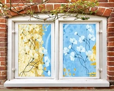 3D Flower Pattern A589 Window Film Print Sticker Cling Stained Glass UV Sinsin