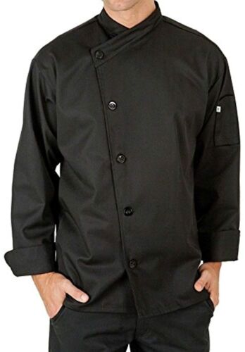 Master Chef Coat Raglan Sleeve Contrast Piping Cook Shirt Server Apron - Picture 1 of 21