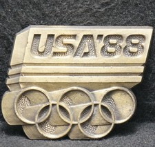 XD21151 NICE VINTAGE 1988 U.S.A. OLYMPIC GAMES SPORTS EVENT MENS BELT BUCKLE