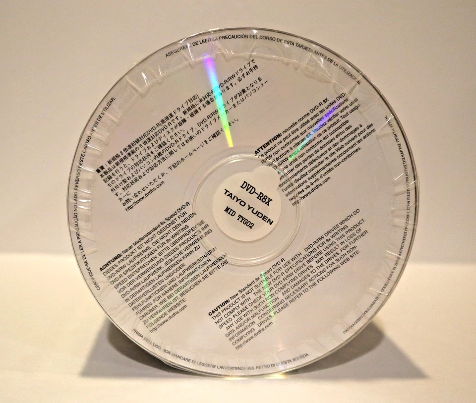 SEALED 100 ORGINAL TAIYO YUDEN DVD-R, 8X, TYG02 ink jet printable - Image 3 of 4