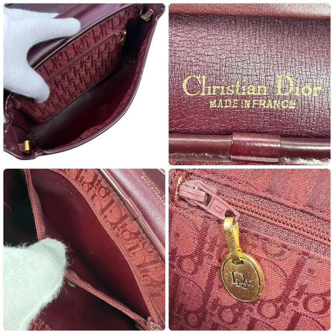 Christian Dior Crossbody Shoulder Bag Canvas Leather Red Gold Logo Authentic thumbnail 19