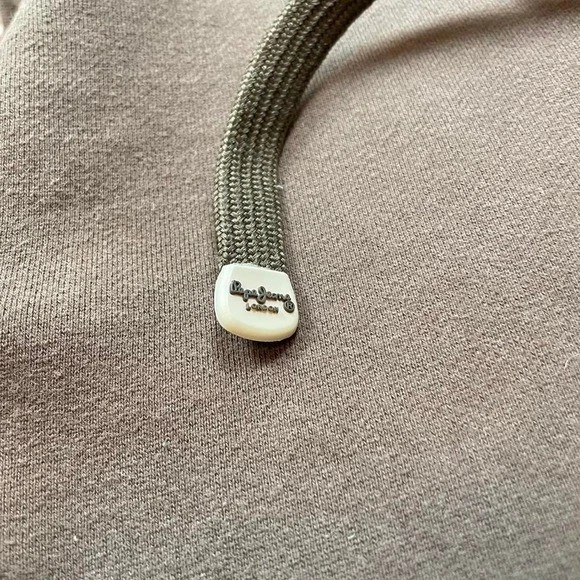 De colección 00s Pepe Jeans London Marrón Crema Dos Tonos Logo Bordado Skate Sudadera con Capucha XL Foto 3 de 4