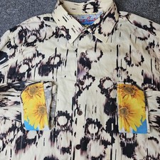 Robert Graham Exclusive Abstract Button Up Shirt Contrast Trim Sunflowers XL