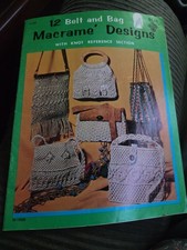 12 Belt and Bag Macrame Designs Pattern Book w/ Knot Reference PB 1971 VTG