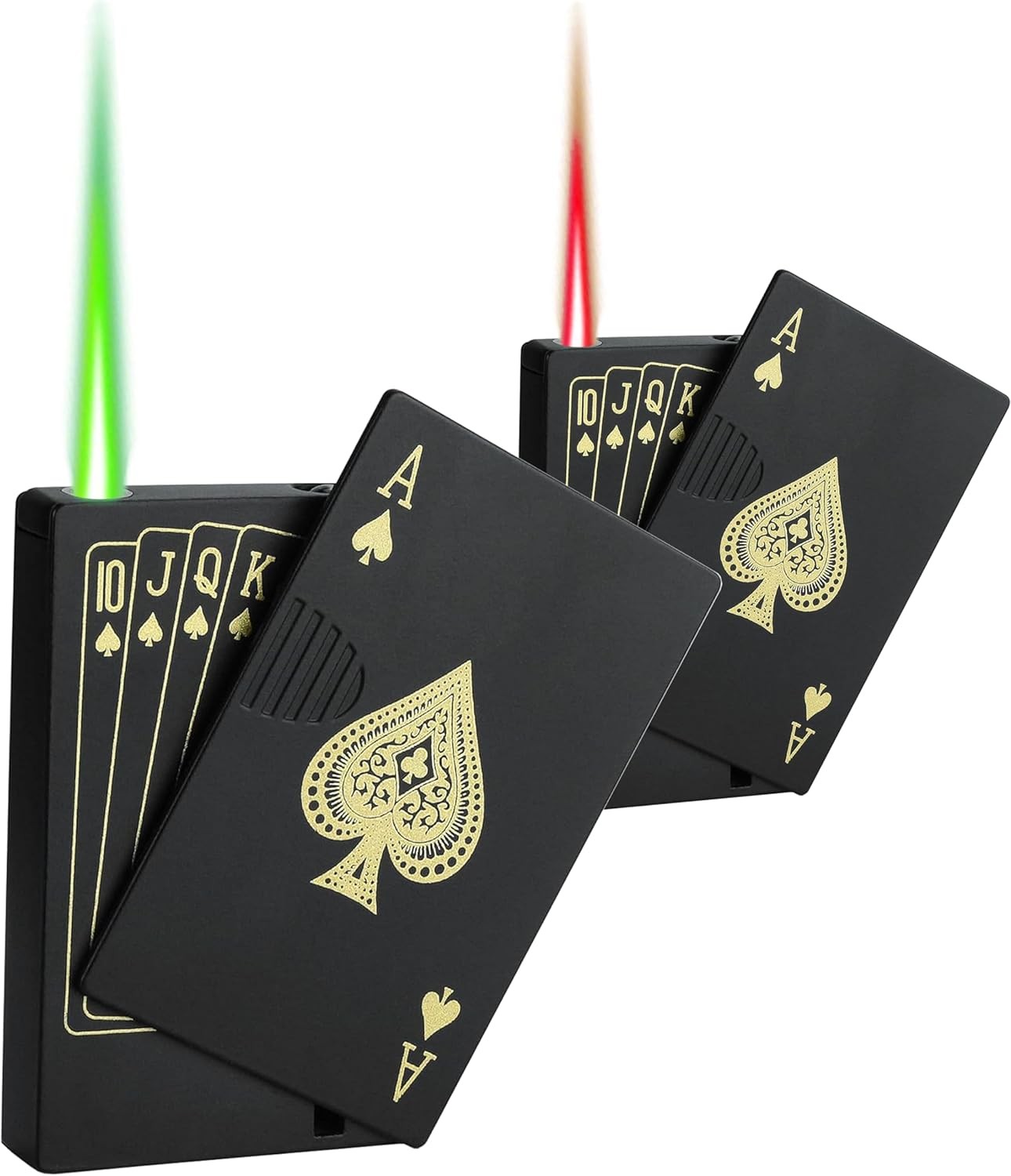 Jet Torch Lighter, 2 Pack, Green+Red Flame Ace Card Cool Green+red 