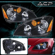 For 02-04 Nissan Altima L31 Black OE Style Halogen Headlight Amber Signal Lamps