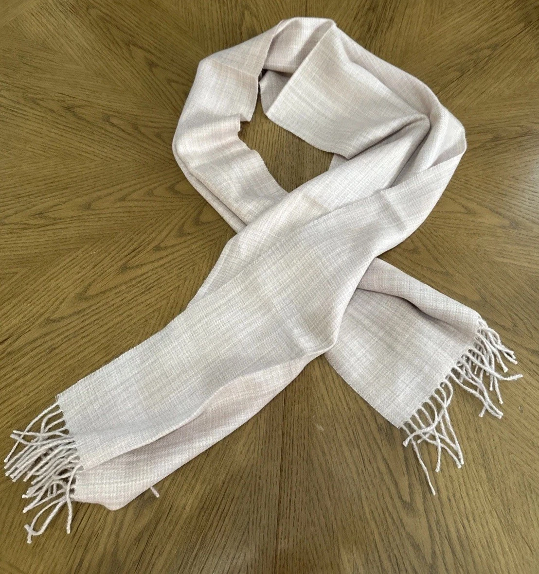 NWOT LANART Baby Alpaca Scarf Light Beige With Very Light Hues Of Pink/ Peach