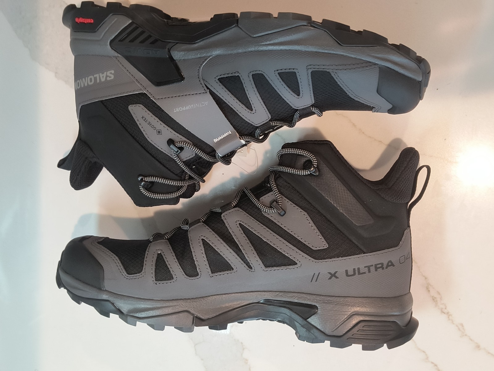 Scarpe da trekking Salomon X Ultra 4 Mid GTX da uomo taglia 10 WP grigie NUOVE