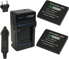 Wasabi Power Battery 2-Pack and Charger for Canon NB-8L