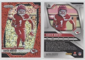2024 Panini Prizm Rookies Red Sparkle Prizm Xavier Worthy #399 Rookie RC
