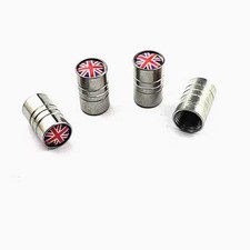 4 Tappi Tappini Valvola Coprivalvola Gomme  Auto Moto Inghilterra UK - Argento