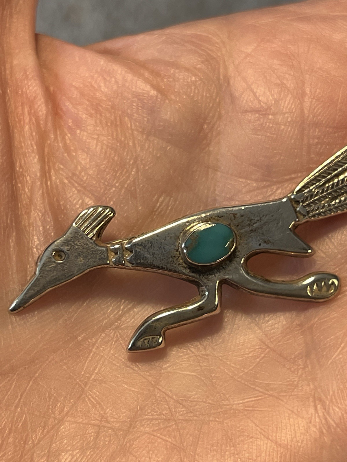 Native American Roadrunner Turquoise Vintage Broo… - image 12