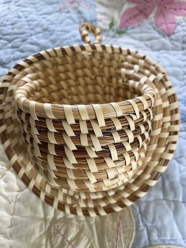 Charleston SC Sweetgrass sea Wall Pocket Basket Gullah Folk Art 7 x 8 pine straw